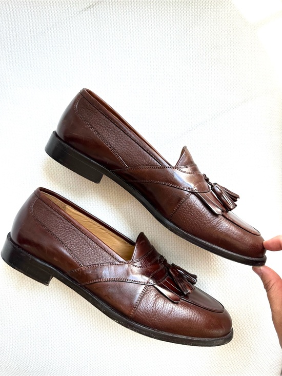 Johnston Murphy Leather Deerskin Cellini Men\'s 10 M Brown Genuine Tassel Loafers main image 6